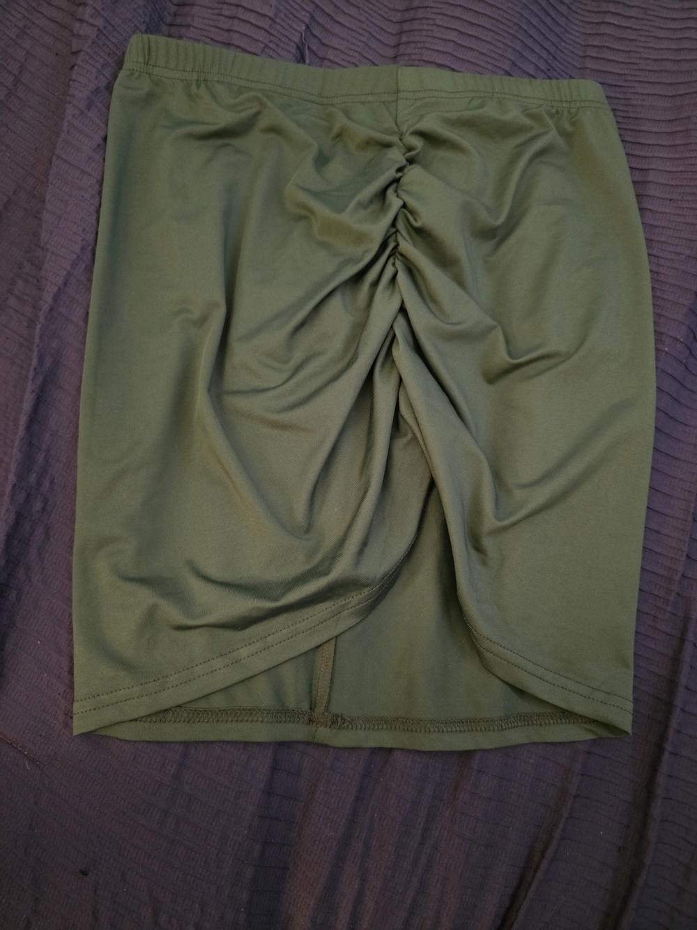 SHEIN Dark Green Ruched Front Mini Skirt